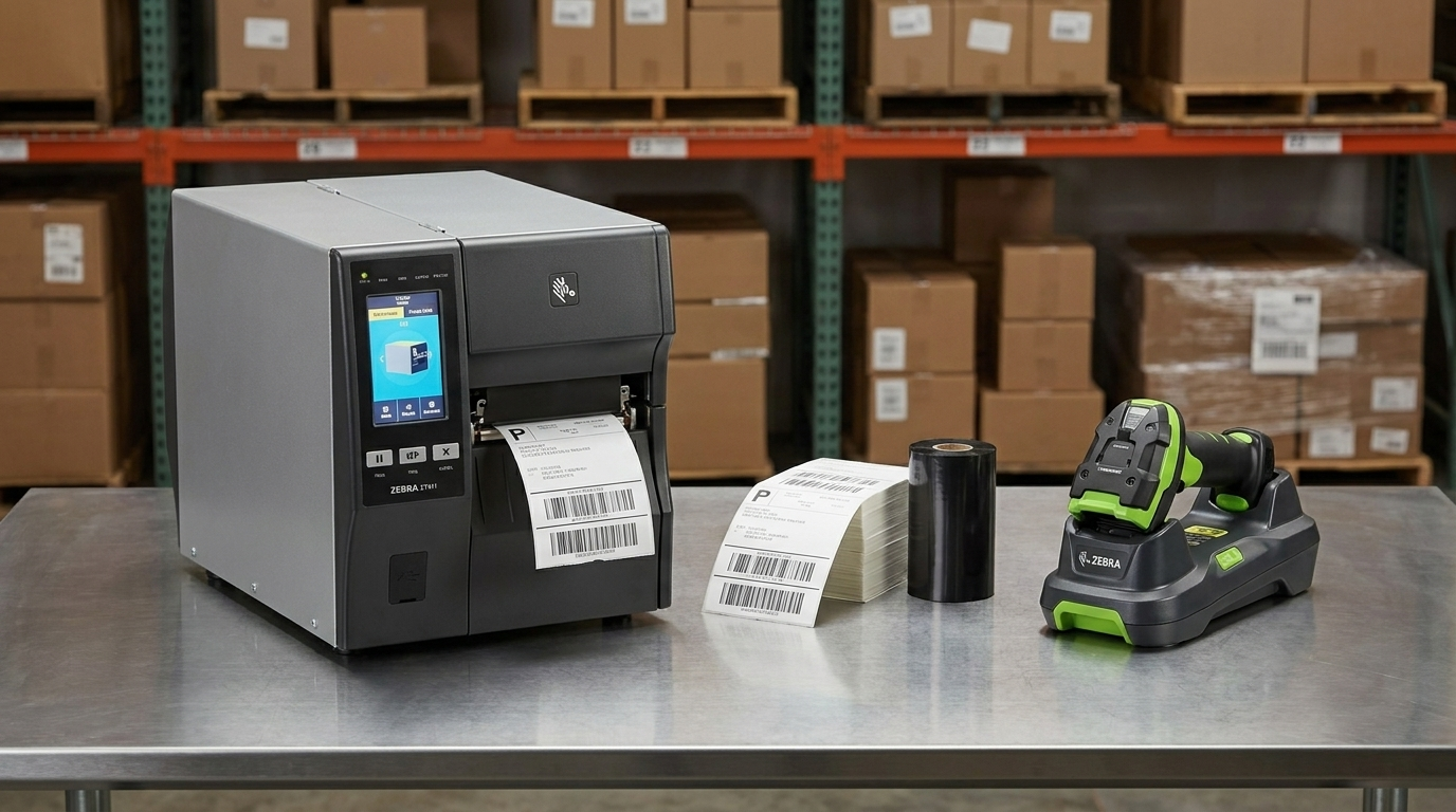 Zebra thermal printer and barcode scanner setup for warehouse barcode system