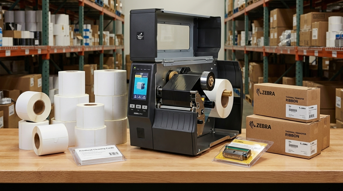 Warehouse barcode printer and scanner equipment ready for peak season preparation